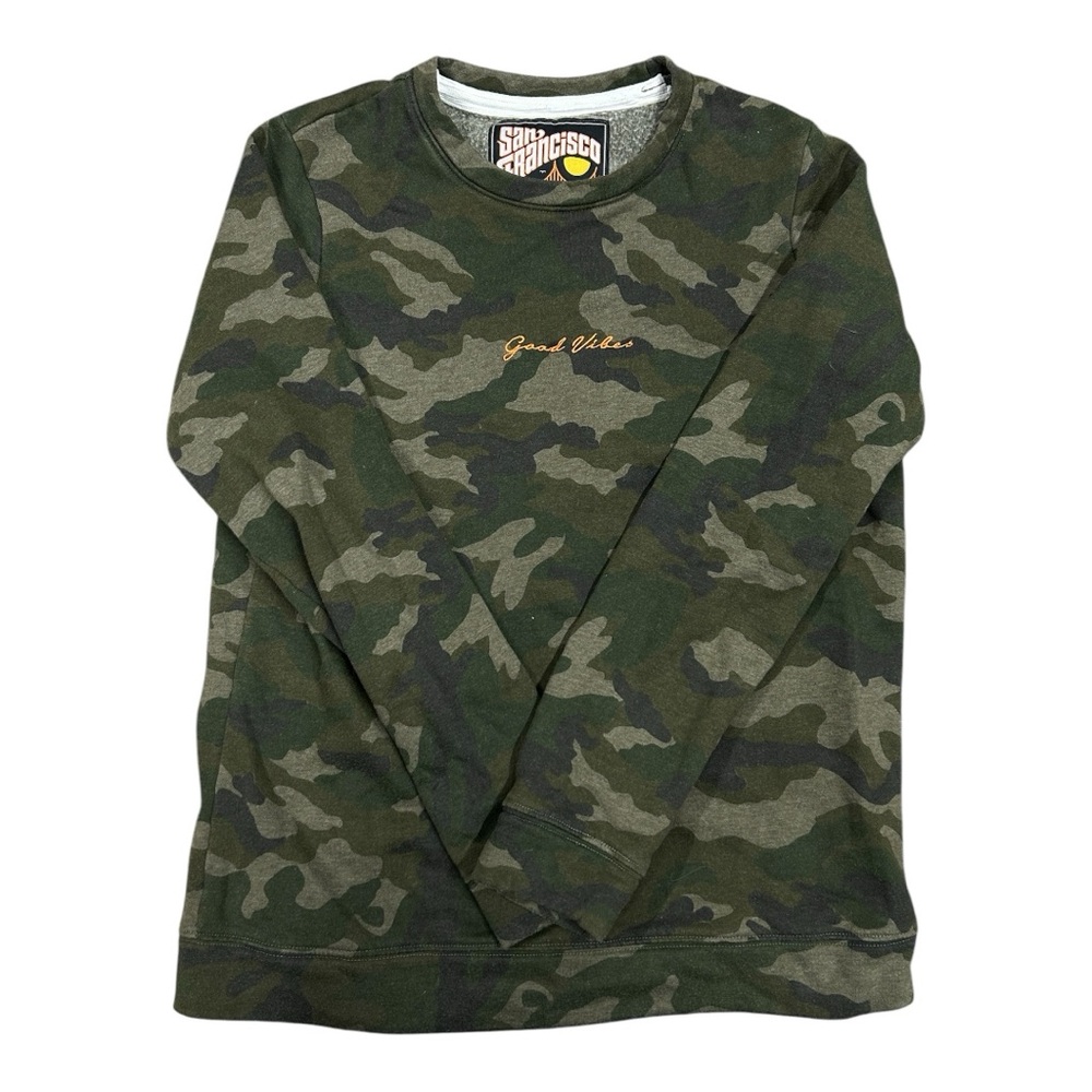 San Francisco Work Shirts Camo “Good Vibes” Crewneck Pullover Medium